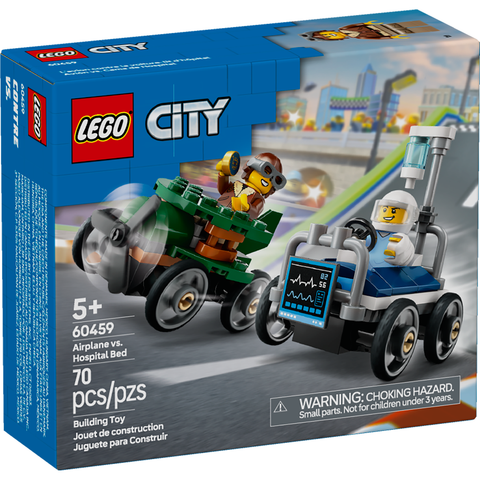 LEGO City Airplane vs. Hospital Bed Race Car Pack Soapbox Racing Toy 60459