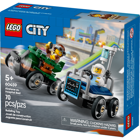 LEGO City Airplane vs. Hospital Bed Race Car Pack Soapbox Racing Toy 60459