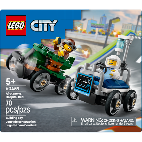 LEGO City Airplane vs. Hospital Bed Race Car Pack Soapbox Racing Toy 60459