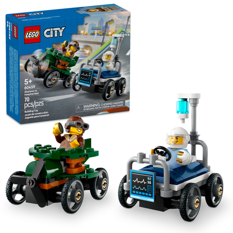 LEGO City Airplane vs. Hospital Bed Race Car Pack Soapbox Racing Toy 60459