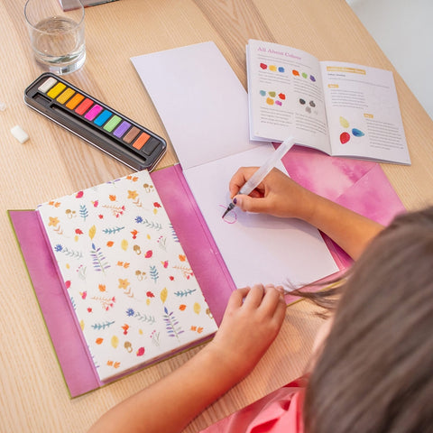 Girl Painting with Waterbrush
