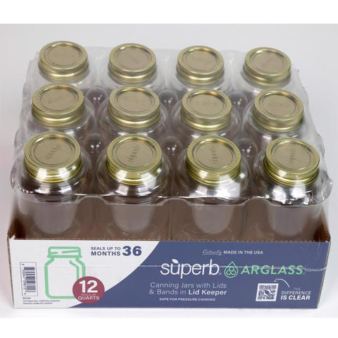 Case of 12 Superb regular mouth canning jars in box