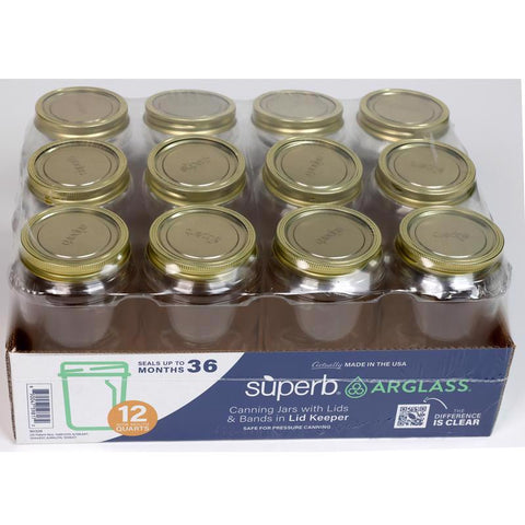 Case of 12 Superb wide mouth canning jars in box