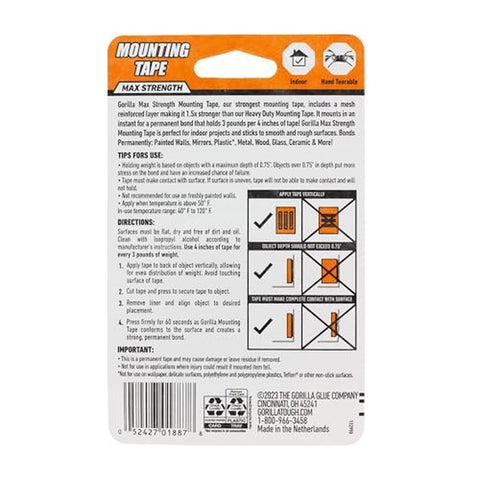 60 in. L X 1 in. W Double-Sided Mounting Tape