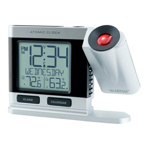 Silver Atomic Projection Alarm Clock 616-1410 displaying projection