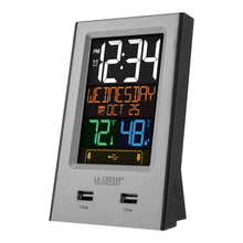 Multi-Color Digital Alarm Clock with USB 617-1614 standing upright