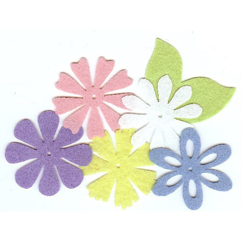 Large Pastel Felt Blossoms & Leaves