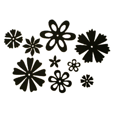 Black Felt Blossoms Set