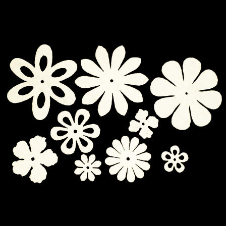 White Felt Blossoms Set