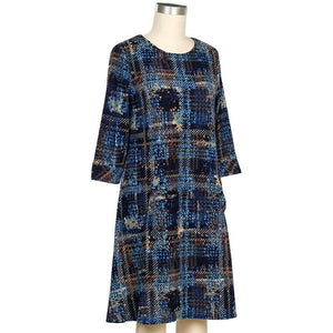 N Touch Women's 3/4 Sleeve Winnie Plaid Print Dress 6283 – Good's