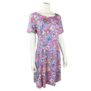 Aurora Pink Short-Sleeve Marisol Print Dress