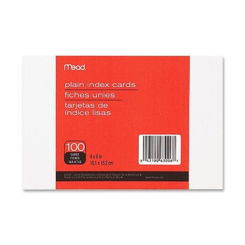 Mead 100-Count 4x6 Plain Index Cards 63006 – Good's Store Online