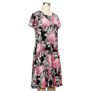 Pink/Gray Short-Sleeve Yesenia Print Dress