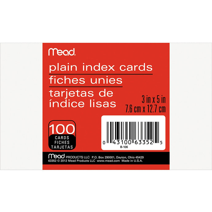 100-Count 3x5 Plain Index Cards 63352