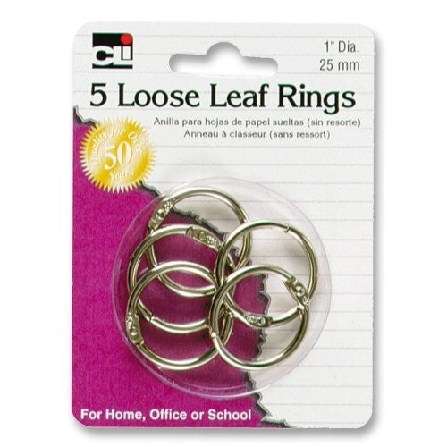 (5) 1-Inch Loose Leaf Rings 65016