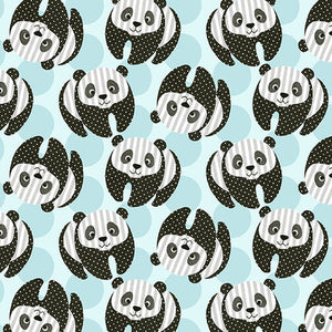 At The Zoo Collection Tossed Panda Bear Cotton Fabric 6602-79