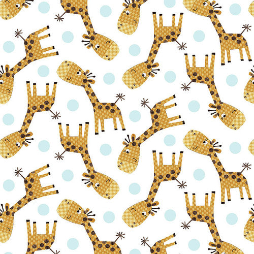 At The Zoo Collection Tossed Giraffe Cotton Fabric 6605-31