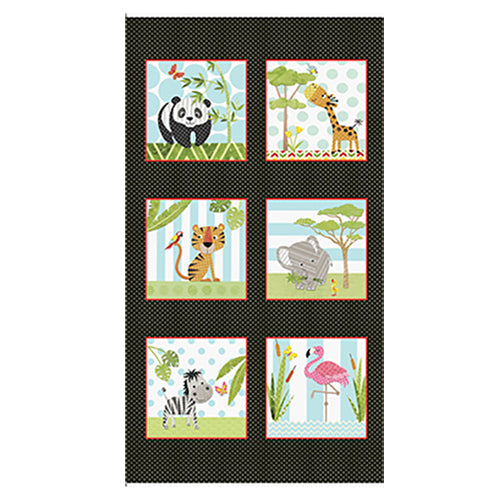 At The Zoo Collection Large Blocks Panel Cotton Fabric 6613-97