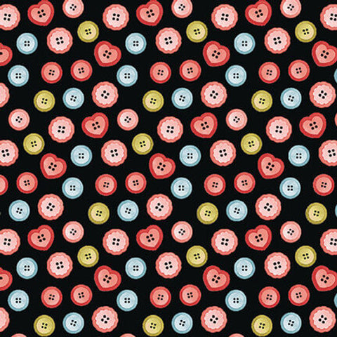Love You Sew Collection Tossed Buttons Cotton Fabric 6617-98