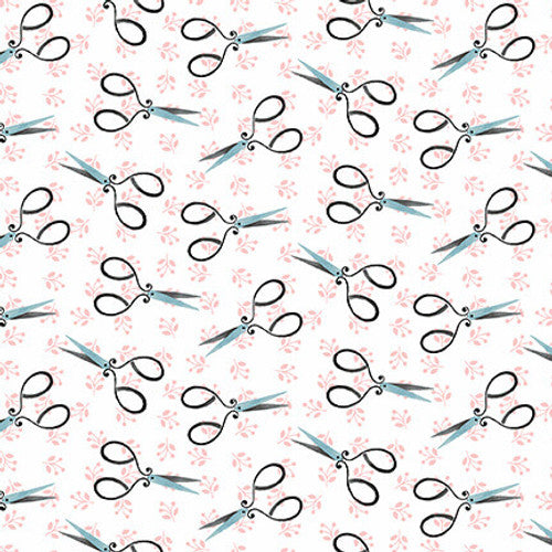 Love You Sew Collection Tossed Scissors Cotton Fabric 6622-72