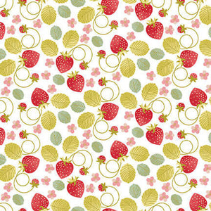 Love You Sew Collection Tossed Strawberries Cotton Fabric 6624-86