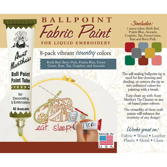 8-Pack Country Ballpoint Fabric Paint