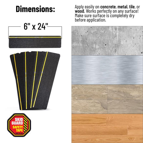 Skid Guard Black/yellow Stair Tread showing features