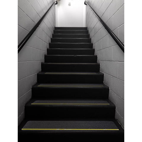 Skid Guard Black/yellow Stair Tread on stairs