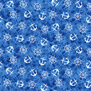 The Sea is Calling Collection Anchors Cotton Fabric 