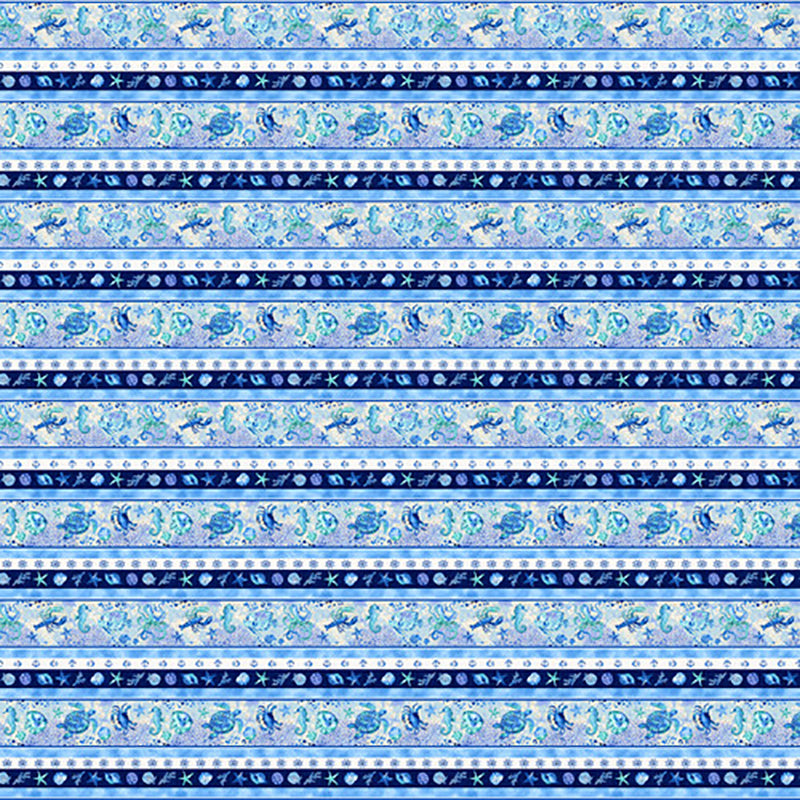 The Sea is Calling Novelty Stripe Cotton Fabric