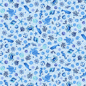 The Sea is Calling Collection Sea Creatures Cotton Fabric 6783-11