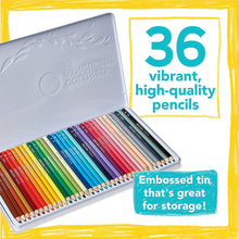 36 Vibrant, High-Quality Pencils; Embossed Tin That's Great for Storage!