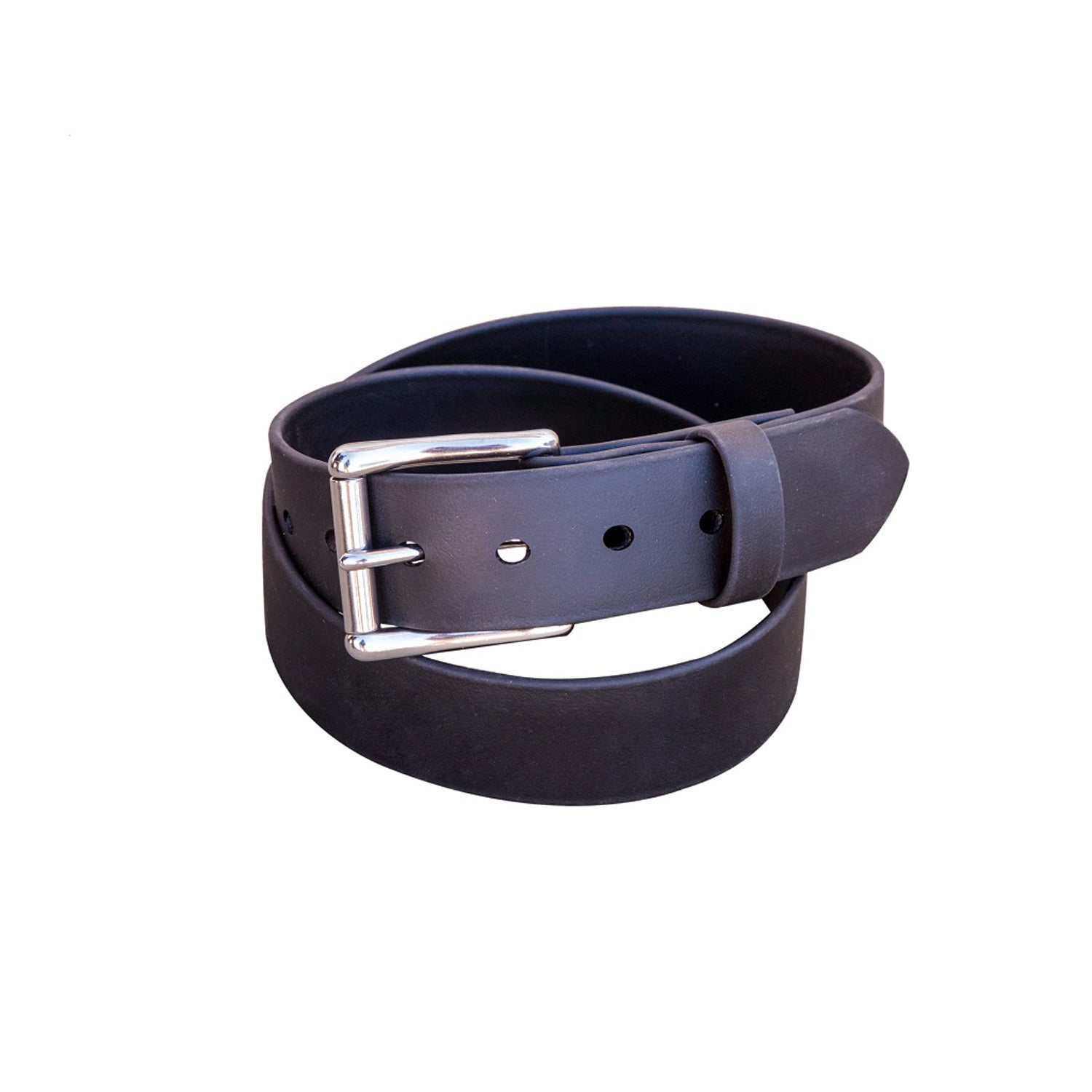 Made in USA 1.5 inch Black Genuine Leather Belt | Titanium Buckle 40 inch / Black / Titanium/Leather