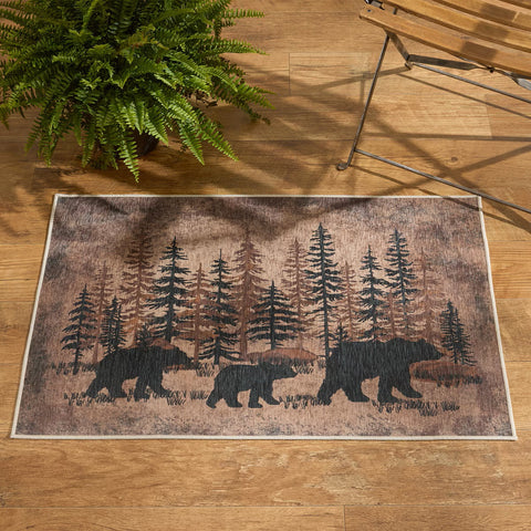 Bear Walk Washable Rug 6911-280 displayed on wooden floor 