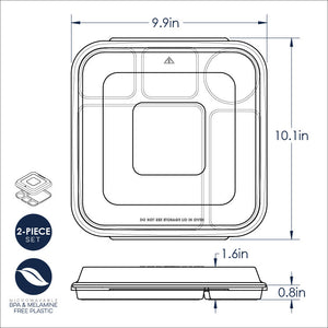 Dimensions of Dinner Tray; 2-piece set; microwavable BPA and melamine free plastic