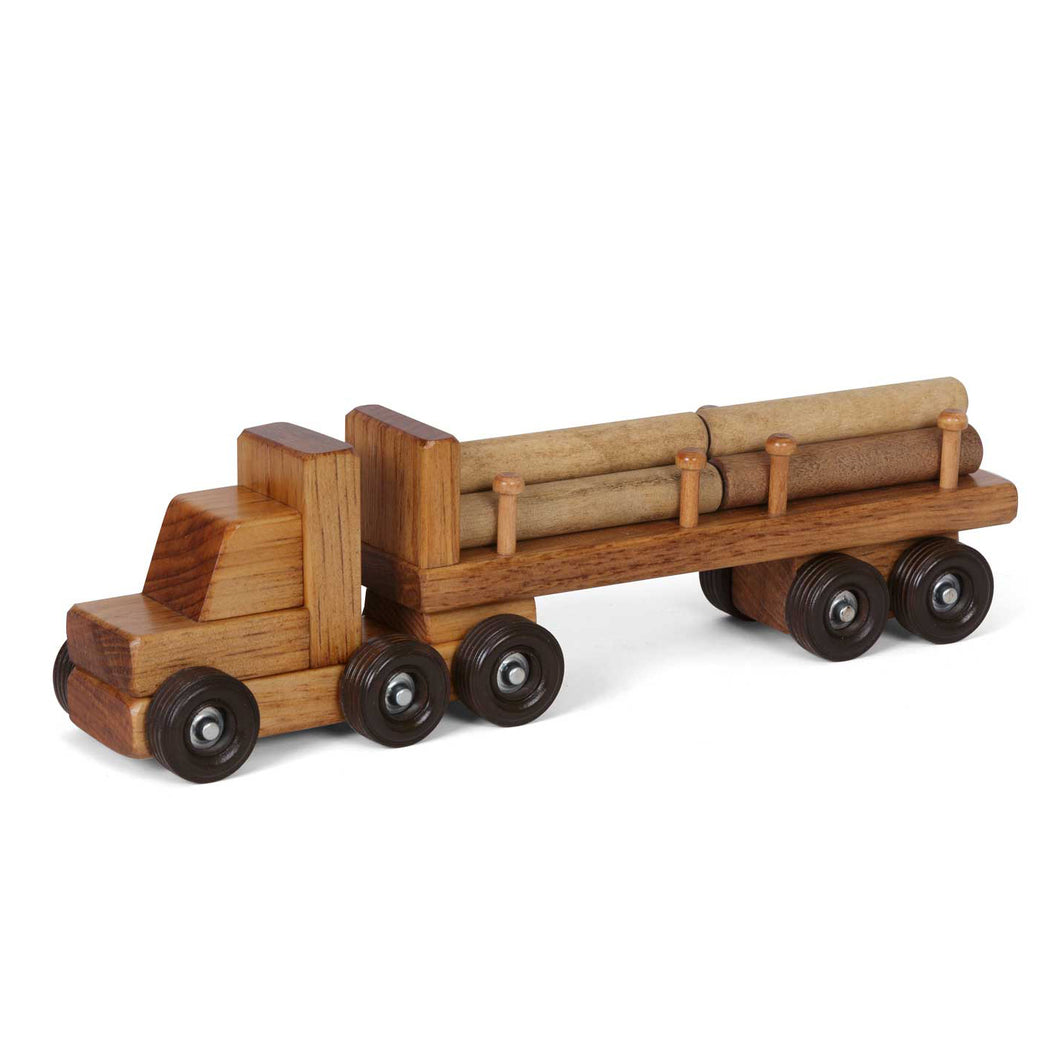 Lapp's toys wooden log truck with logs.