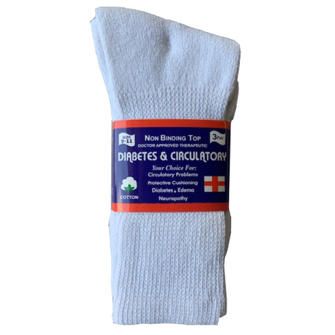 White 3-Pack Diabetic Crew Socks