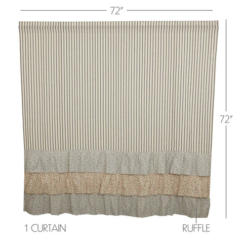Kaila Ticking Stripe Ruffled Shower Curtain 70165