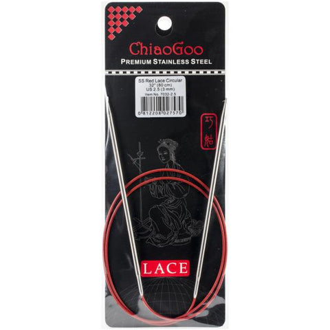 Red Lace Stainless Circular Knitting Needles 7032-2-5