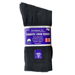 Black 3-Pack Diabetic Crew Socks