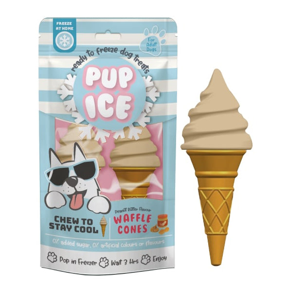 Peanut Butter & Vanilla Pup Ice Waffle Cone Treats 7240