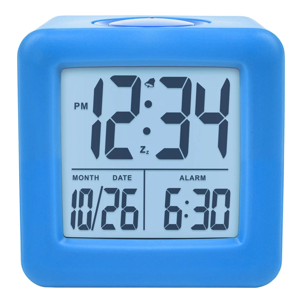 Soft Cube Blue LCD Alarm Clock 73005