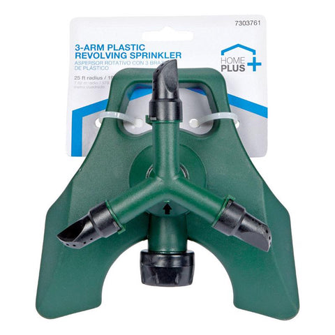 Home Plus green 3-arm revolving sprinkler in package