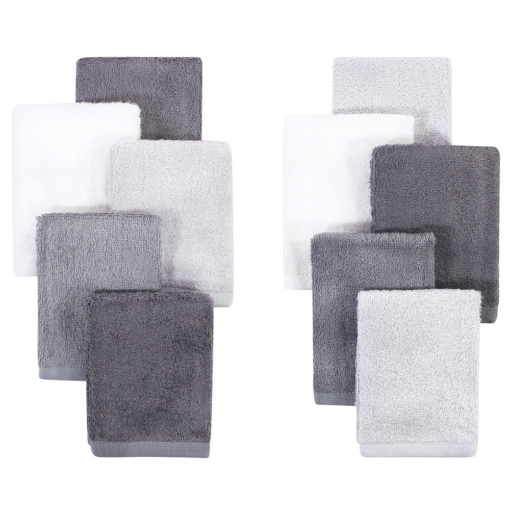 10-Pack Gray Charcoal Luxurious Baby Washcloths 74121