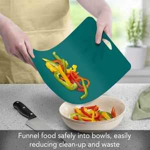 Funnel food safely into bowls, easily reducing clean-up and waste