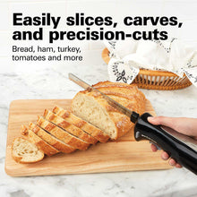 Easily slices, carves, and precision-cuts bread, ham, turkey, tomatoes and more