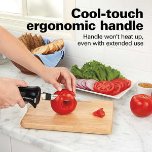 Cool-touch ergonomic handle; handle won't heat up, even with extended use
