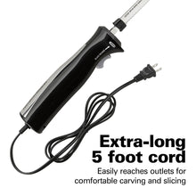 Extra-long 5 foot cord easily reaches outlets for comfortable carving and slicing