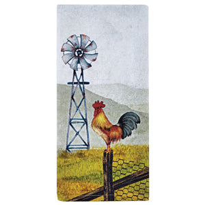 Rooster and Windmill Dishtowel