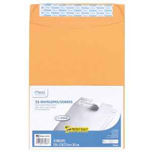 25-Pack 9x12 Press-It Seal-It Kraft Envelopes 76086